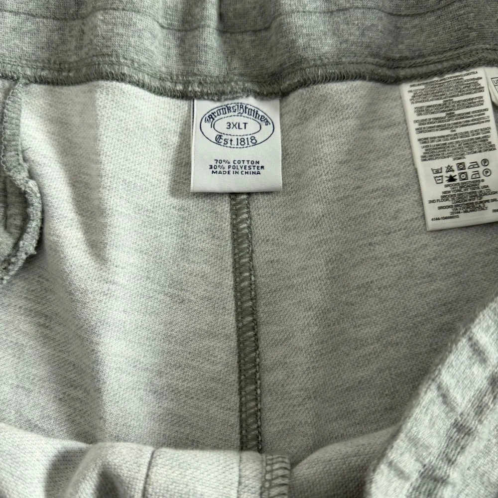 Brooks Brothers Mens 3XLT Gray Cotton Blend Jogger Sweatpants Drawstring Pockets